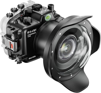 Sea frogs Underwater Camera Case Compatible with Sony A7RV for FE 24-70 F4 ZA OSS with Wide Angle Fisheye Lens IPX8 40m/130ft Maximum Diving Depth A7R-5 Waterproof Camera Housing for Diving A7R-V
