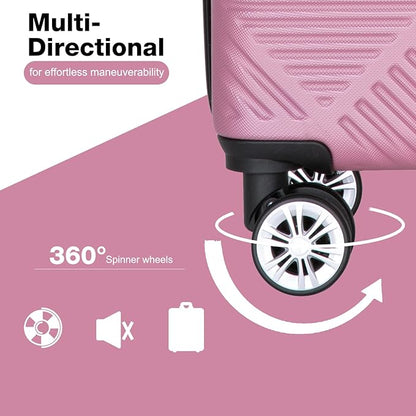 2 Piece Carry on Luggage Set, Airline Approved 20 Inch Luggage with Cosmetic Case HardShell Suitcase with Spinner Wheels, Lightweight Durable Hardside Suitcases Set, Pink
