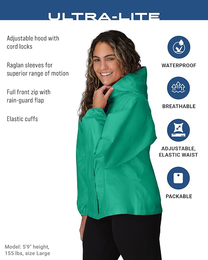 FROGG TOGGS Women's Ultra-Lite2 2-Layer Waterproof Breathable Rain Jacket