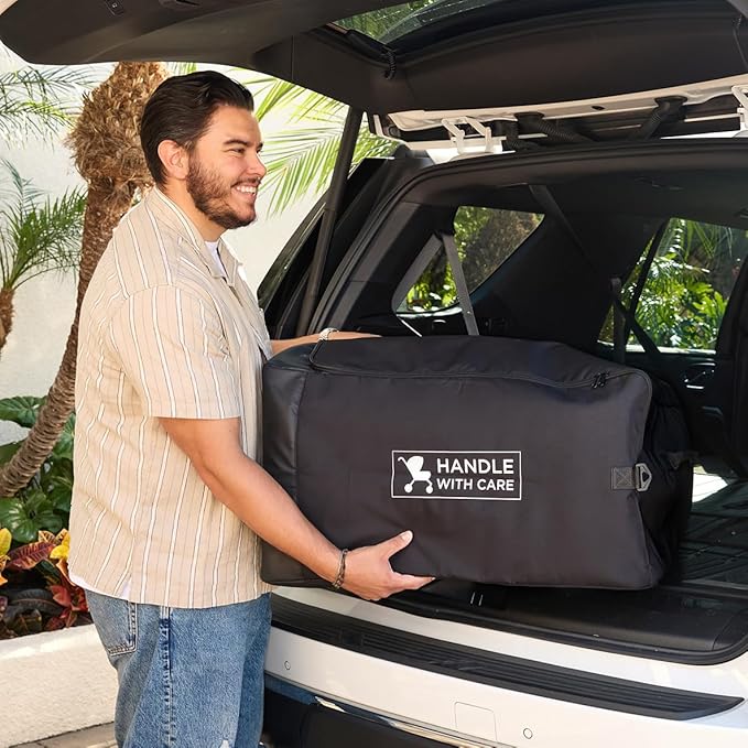 J.L. Childress Universal Stroller Travel Bag for Airplane - Fits Most Baby Strollers, Flying Essentials, Airport Accessories for Gate or Luggage Check, ID Card, AirTag Compatible - Large, Padded