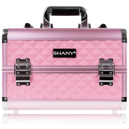 SHANY Premier Fantasy Professional Makeup Train Case Cosmetic Box Portable Makeup Case Organizer Jewelry storage with Locks, 3 Trays, Makeup Brush Holder and Cosmetics Mirror - Pink Diamond