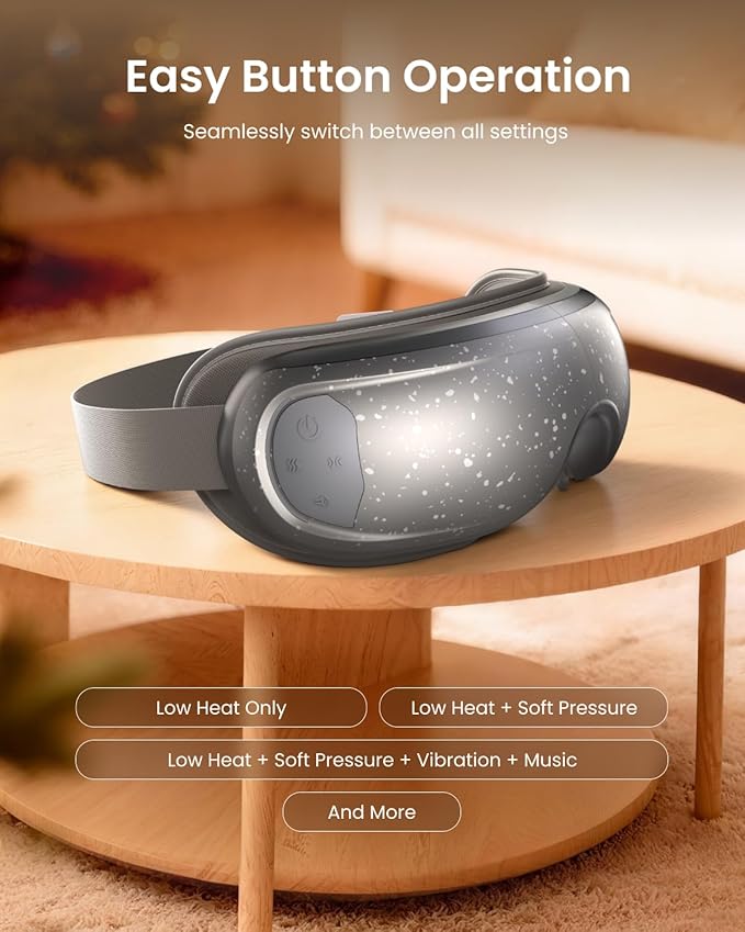 RENPHO Christmas Limited Edition Eye Massager with Heat and Cooling, White Elephant Christmas Birthday Gifts for Mom Dad Women Men Her Him, Eyeris 3 Voice Control, Eye Care Sleep Mask for Migraines