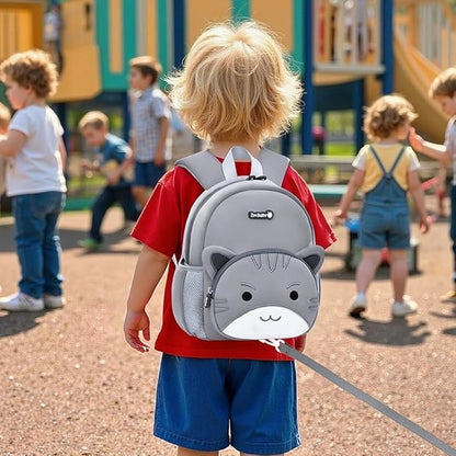 Padgene Toddler Backpacks Kids Preschool Backpack Waterproof Neoprene Animal Schoolbag Lunch backpack 3D Cartoon Cat Mini Travel Bag for Boys Girls Ages 3-5