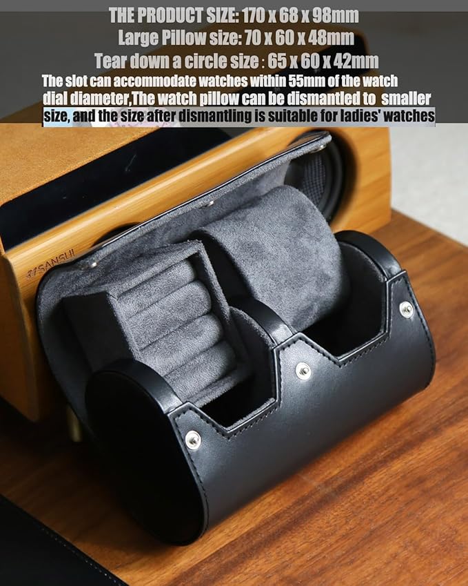 Watch Roll Travel Case, Mens Single Watch And Cufflink Box Case with Suede Lining, Portable Watch Cufflink Display Storage and Organizer to Holder Large Watch, Cufflink Travel Case For Men