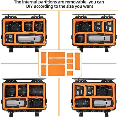 Protective Camera Case 11.8 X 7.5 X 4.3 Inch Shockproof Water-resistant with Adjustable Dividers (Can hold cameras, pistols, gear, equipment)