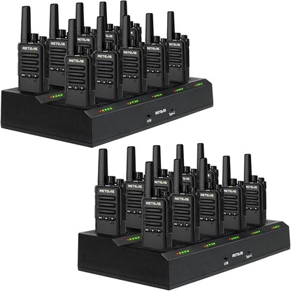 Retevis RT68B Long Range Walkie Talkies for Adults, with 10 Multi Way Charger, Easier Securer Charging, Rechargeable Two Way Radios for School Industry Warehouse(20 Pack)