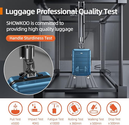 SHOWKOO Luggage Sets Expandable PC+ABS Durable Suitcase Sets Double Wheels TSA Lock 4 Piece Luggage Set Navy