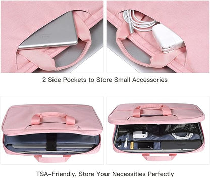 14 15 Inch Laptop Case Women Ladies Bag TSA Laptop Sleeve for MacBook Pro 14" M5/M4/M3/M2/M1, Macbook Air 15 M4/M3, Dell XPS 15/Inspiron 14, Acer HP Lenovo ASUS Chromebook 14" Notebook Case Bag, Pink