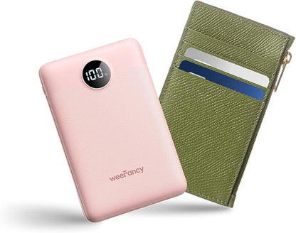 Small Portable Charger 10000mAh, Mini Power Bank with LED Display, 22.5W PD Fast Charging USB-C Battery Pack, Compact Lightweight Travel Charger Compatible with iPhone Samsung Android, Pink