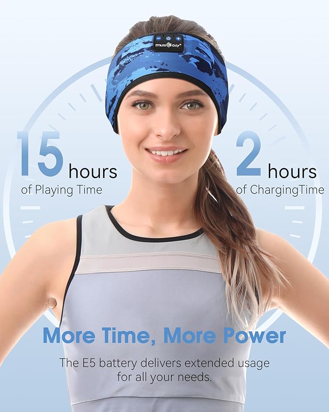 MUSICOZY Bluetooth 5.4 Sleep Headband Headphones, Wireless Sweatproof Earbuds for Sleeping, Sports, Workout, Running, Travel, Yoga - Ideal Gift for Men & Women