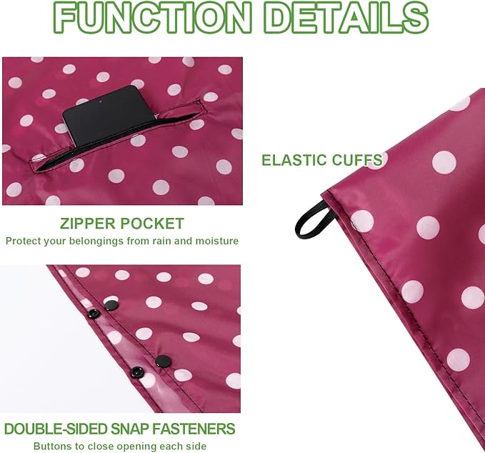 Hooded Rain Ponchos for Adult - Rain Coat and Rain Jacket with Waterproof Pocket and Zipper