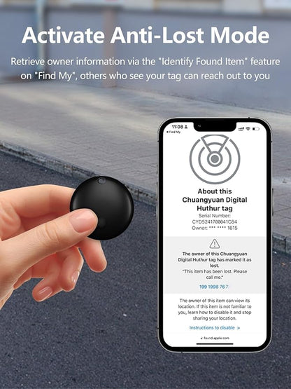 Tracker Tags, Item Finder Work with Apple Find My (iOS Only), Tracking Device Locator Smart Tag for Luggage, Keys, Wallet, Bike, Bags (Black, 4 Pack)