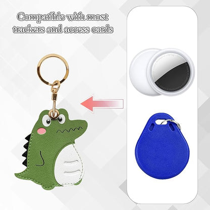 Leather Keychain Case Holder Compatible with Apple AirTag, GPS Airtag Keychain Finder Tracker with Key Ring, Anti-Scratch Protective Air Tag Cover