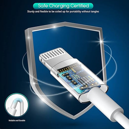 3Pack 10FT Long iPhone Charger,[Apple MFi Certified] Cube Phone Charging Transfer Cord 10Foot Lightning Cable USB Plug Wall Charger Block Travel Adapter for iPhone 14/13/12/11/SE 2022/8/7/XS/XR/X/iPad