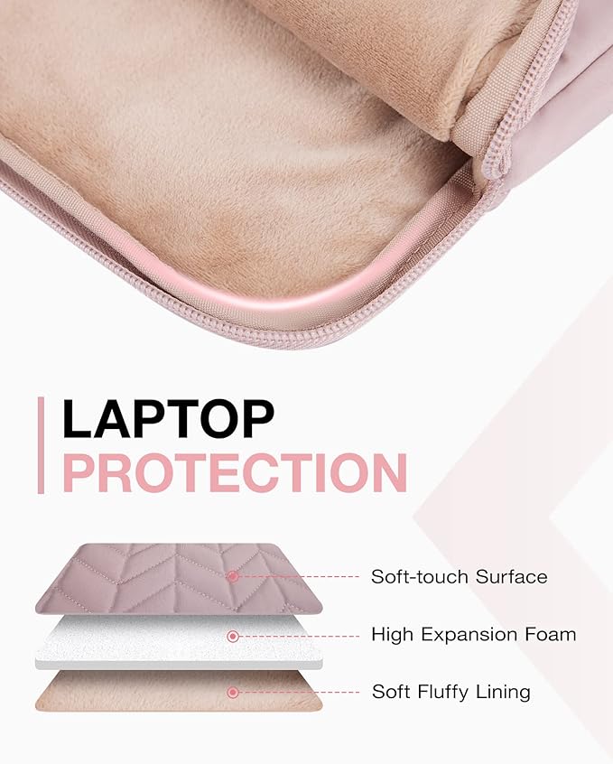 BAGSMART 13-14 inch Laptop Sleeve with Handle, Puffy Padded Case Accessories Bag, MacBook Fitted Air Pro 13.3 14 inch, Computer Dell,HP