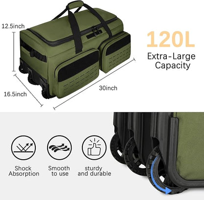 Rolling Duffle Bag with Wheels,120L Large Deployment Bag,Waterproof Military Duffle Bags for Tactical Military Deployment Camping