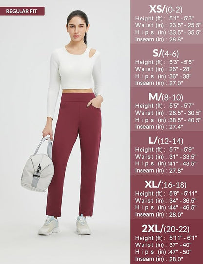 baleaf Women's Fleece Lined Pants Winter Thermal Travel Pants Water Resistant Cold Weather Golf Hiking Pockets Work