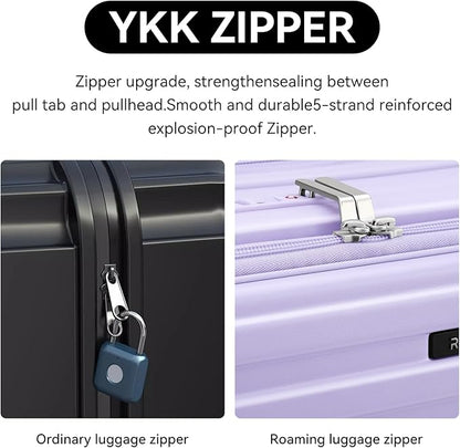 ROAMING Luggage Sets Hard shell Suitcase Top Opening Expandable with Spinner Wheels, Sturdy Large Suitcase Tsa Lock 20 Inch Carry on 28 Inch Checked Luggage, 2-Piece Set (20/28) for Woman Men. Purple