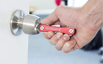 KeySmart Rugged - Multitool Key Holder for Keychain w/Bottle Opener and Pocket Clip, Key Organizer for Key Chain, EDC Keychains, Key Ring for Car Fobs Key Chains, Expandable (Up to 14 Keys, Red)