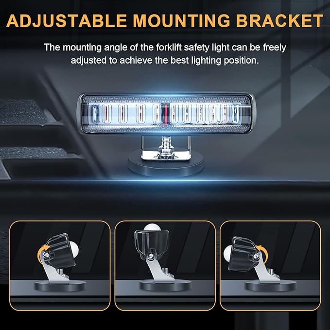 Forklift Safety Light with Red Side Warning Zone,30W LED Pedestrian Warning Light with Adjustable Magnetic Base for Warehouse and Industrial Use, Enhances Workplace Safety,DC 10-110V