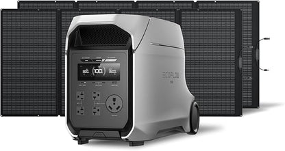 EF ECOFLOW DELTA 3 Ultra Plus Portable Power Station with 2X400W Solar Panel, 3072Wh LiFePO4 Battery, 3600W (7200W Surge) Output, Expandable to 11kWh, Reliable Home Battery Backup & Camping