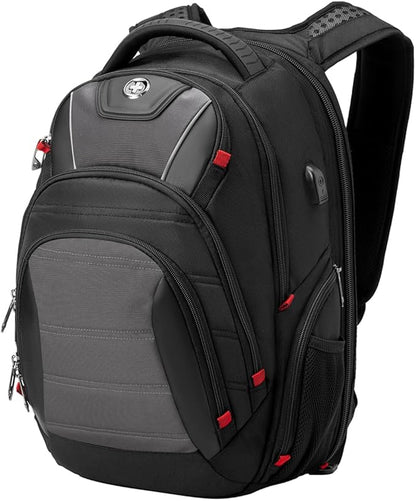 Swissdigital Design Men's Laptop Backpack for Man，Large Capacity Business Travel Backpack Black/Grey | J14-02