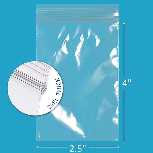 GPI - Pack of 200, 2.5" x 4" 2 Mil Thick - Clear Plastic Reclosable Zip Bags - Bulk, Strong & Durable Poly Baggies with Resealable Zip Top Lock for Travel, Storage, Packaging & Shipping