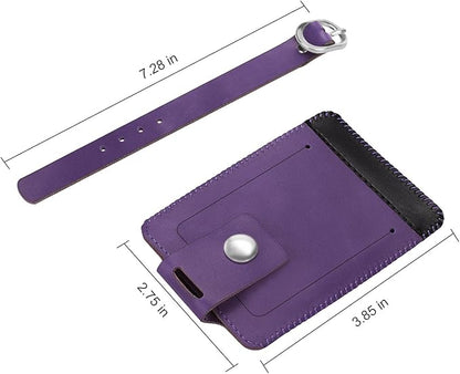 FINTIE 2 Pack Luggage Tags, Leather Name ID Labels with Privacy Cover for Travel Bag Suitcase, Theme - Genuine Leather-Purple