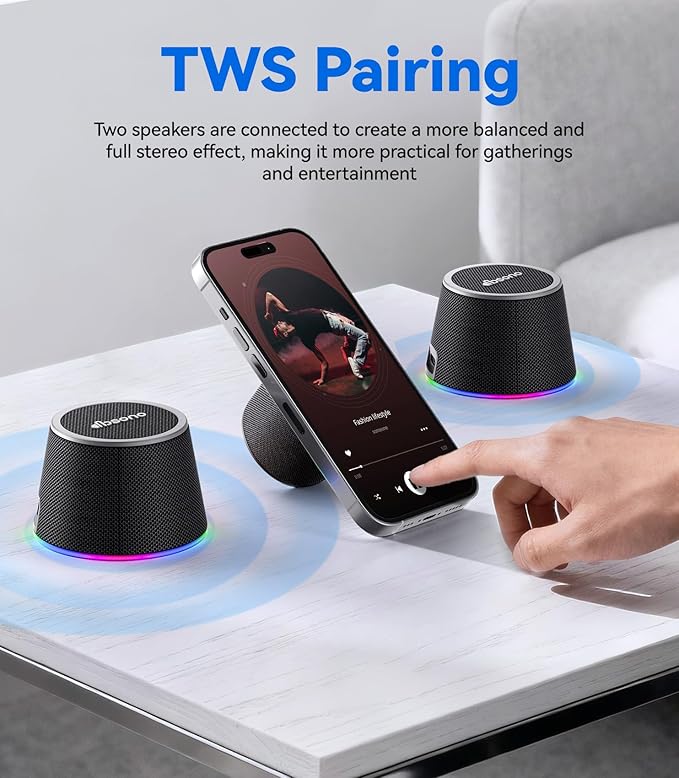 Bluetooth Speaker Stocking Stuffers for Teens: White Elephant Gifts for Adults Men Women, Loud Sound Portable Speaker with Color Light Phone Stand, Christmas Birthday for Boy Girls Trendy Stuff Gadget