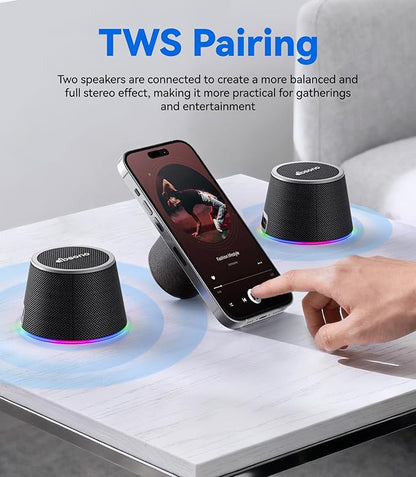 Bluetooth Speaker Stocking Stuffers for Teens: White Elephant Gifts for Adults Men Women, Loud Sound Portable Speaker with Color Light Phone Stand, Christmas Birthday for Boy Girls Trendy Stuff Gadget