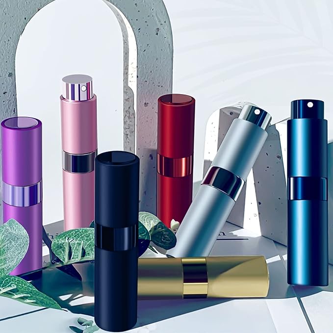 2 PCS/8ml Portable Mini Perfume Atomizer bottles, Empty Refillable Spray Bottle with 3 Types of Refill Tools, Pocket Travel Perfume Sample Bottles(Pink)