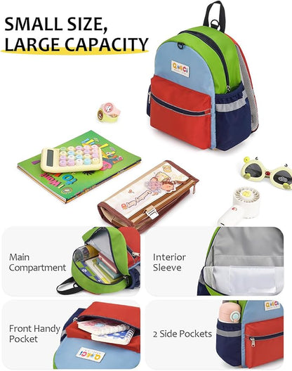 Toddler Backpack with Leash for Boys Girls Kids Kindergarten Nursery, 11” Baby Leash Backpack with Reflective, Toddler Bookbag with Anti-Lost Harness for Walking, Orange&Red