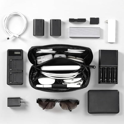 RIGHT AWAY Travel Tech Pouch，Waterproof Cord Case，Electronics Organizer Travel Case，Cable Organizer Storage Bag For Phone, Charger, Accessories（BLACK）