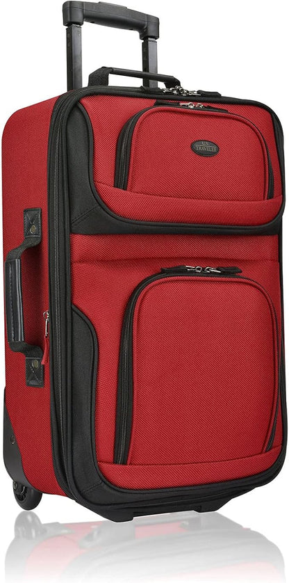 U.S. Traveler Rio Lightweight Softside Rolling Carry-on Suitcase, 2-Wheel Single, Red