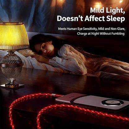 USB Cable PD Fast Charger Lighted Up (USB A TO C Starry RED)Mobile Phone Data Cable, Charging Cable, Supports Data Transfer, 39-inch, TPE Material, Compatible with Almost All Type-C Devices.