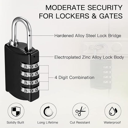 Moxweyeni 30 Pcs 4 Digit Combination Lock Small Combo Luggage Number Locks Outdoor Waterproof Padlock for Traveling Toolbox Gym Door Locker Suitcases Employee Hasp Storage