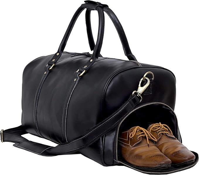Leather Travel Bag,Weekender Overnight Bag Leather Large Carry On Bag Travel Tote Duffel Bag for Men & Women