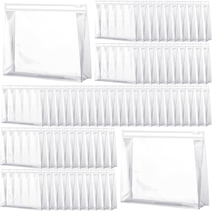 Xuniea 100 Pcs Mini Clear Makeup Bag PVC Small Travel Toiletry Organizer Pouches Bulk Waterproof Transparent Plastic Cosmetic Bag with Zipper for Women Men Travel(7.9'')