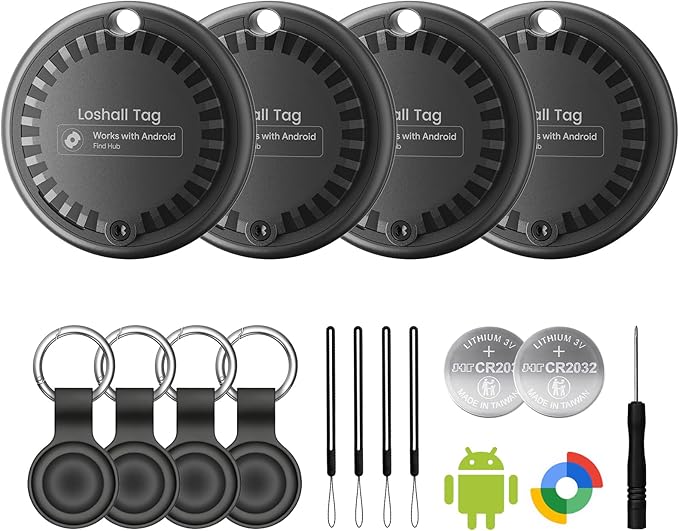 Air Tags for Android,Air Tags-4 Pack Android,2 Year Battery Life,Android Tracker Tags with 4 Case,Google Find Trackers for Google'S Find Hub App,IP65 Waterproof Luggage Tracker for Keys