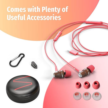 Symphonized Premium Wooden iPhone Earphones Wired (USB C) Deep Bass Sound, 3D Sound, Microphone Volume Control, 90% Noise Cancelling for Type C Devices. Earphones for iPhone 15 to 17 & Android