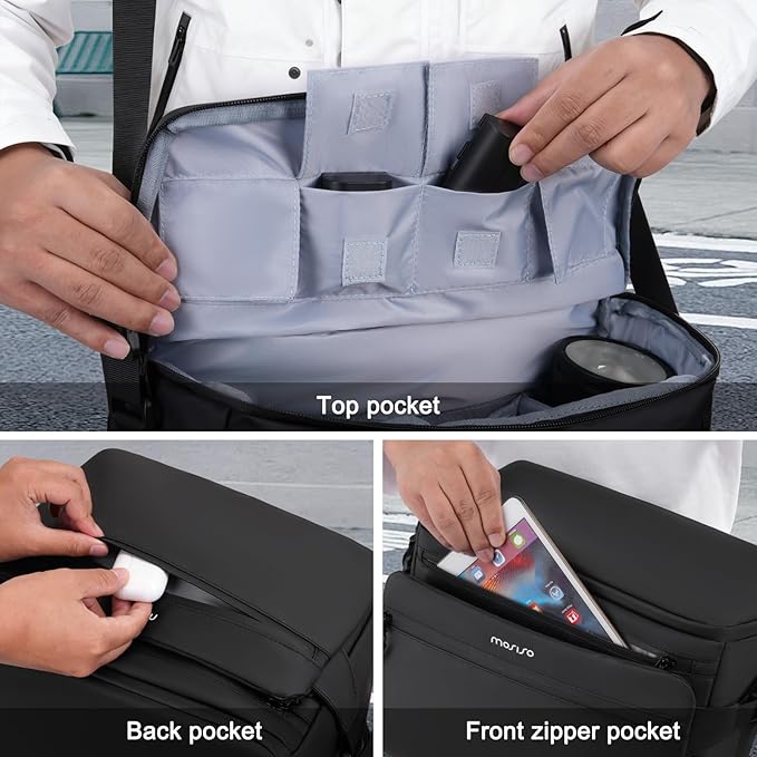MOSISO Camera Bag, Photography Shoulder Messenger Bag for DSLR/SLR/Mirrorless Cameras, Waterproof Crossbody Camera Case with Front Pocket&Hollow Middle Compartment for Canon/Nikon/Sony, Black