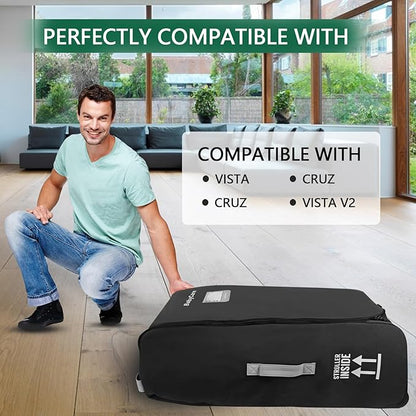 Stroller Travel Bag Compatible with UPPAbaby Vista, Vista V2, Cruz V2,Uppa-baby Bag With Wheels,Dual Handles,Luggage Tag for Airplane Flight Travel