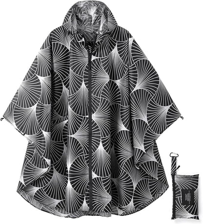 Rain Poncho Jacket Coat Hooded Zipper Style for Women/Men/Adult with Pocket