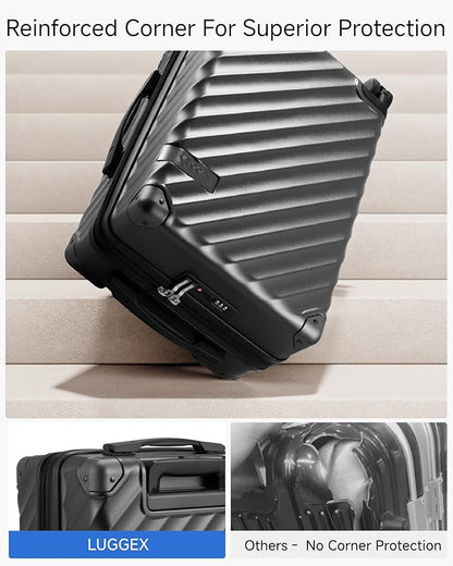 Carry On Luggage 22x14x9 Airline Approved, KVC Expandable Polycarbonate Hard Shell Suitcase for Travelling (EX-Core, Purple, 20 Inch, 40L-44L)