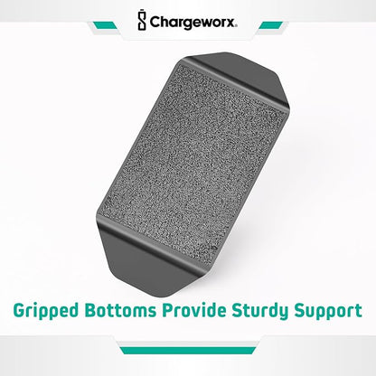 CHARGEWORX Magnetic Cable Organizer – 4 Pack - Weighted Non-Adhesive Cord Holder with 3 Magnetic Clips for USB-C, Lightning & MagSafe Cables – Desk, Office & Nightstand Cable Management