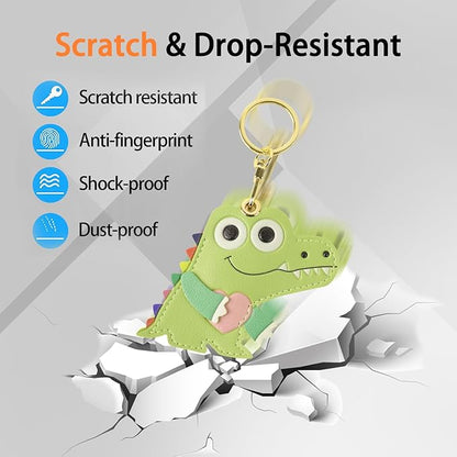 Leather Keychain Case Holder Compatible with Apple AirTag, GPS Airtag Keychain Finder Tracker with Key Ring, Anti-Scratch Protective Air Tag Cover