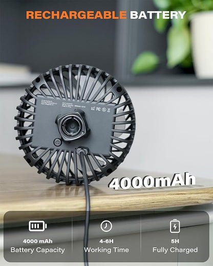 A2C Portable Stroller Fan [Rechargeable 4000mAh Battery, 3 Speeds, Flexible Base] Rotatable Travel Essentials for Handle Bar, Handheld Personal Cooling Fans for Gym Treadmill Peloton Bike/Camping/Gift