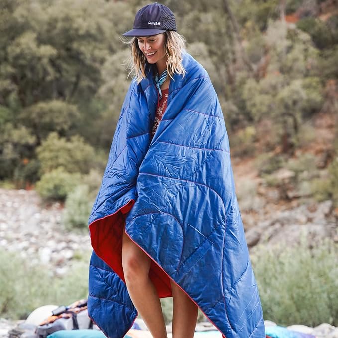 Rumpl Backcountry Puffy Blanket - Packing Comfort Into Uncomfortable Places, 100% Recycled Polyester Insulation, Lightweight, Packable, Water Resistant, 52" x 75", Ridge Lines