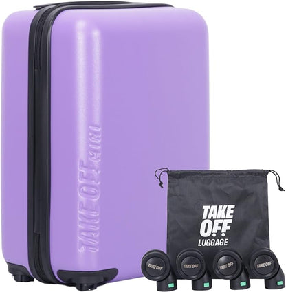 Take OFF Luggage Personal Item Mini – 16.5x12x8 Underseat Suitcase with Removable Wheels – TSA Lock, Hardshell Lightweight Bag – Fits Tight Airline Rules – Compact Travel Luggage-Purple