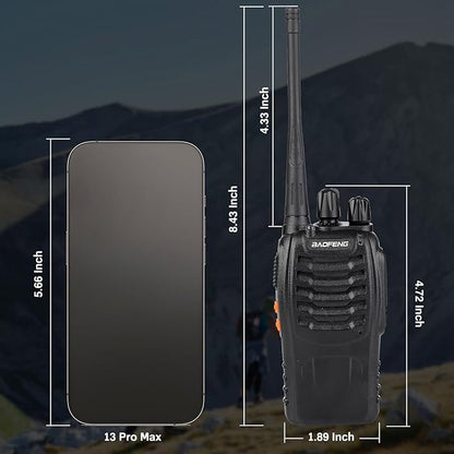 Baofeng Walkie Talkies 888S Rechargeable Long Range with Earpieces for Adults, 16 Channel Professional Radio Handheld Two Way Radios Li-ion Battery and Charger Included (4pack with 4earpiece)